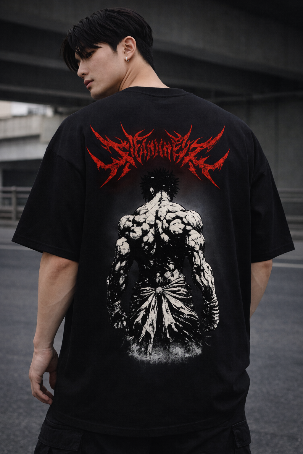 Baki Oversized T-Shirt – Drop Shoulder Black