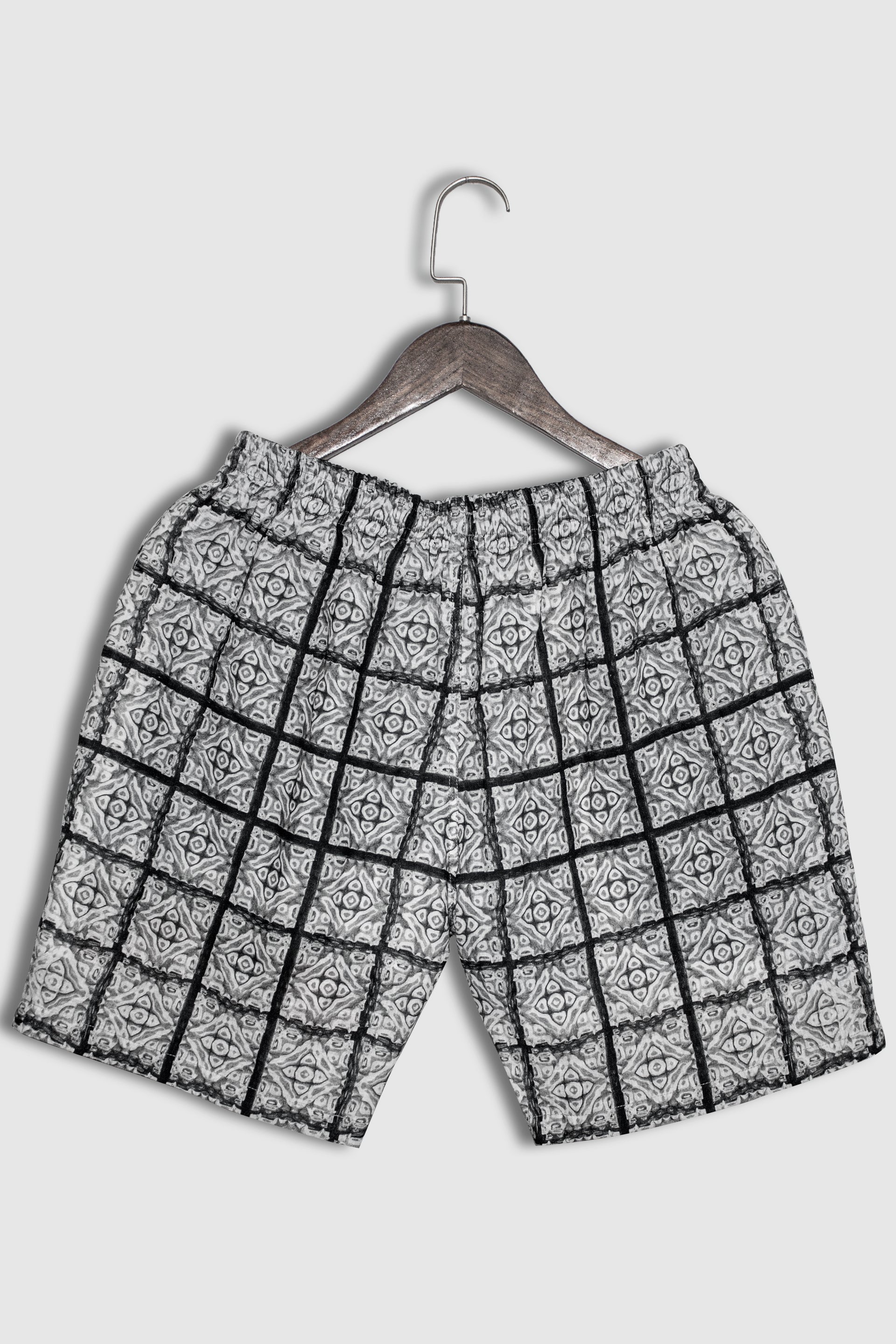 Linen Creative Abstract Little Square Pattern For Mens Shorts By Brand Black Jack