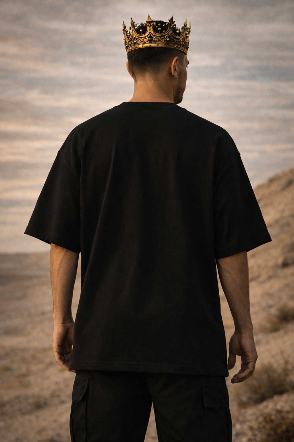Men’s Black Oversized Drop Shoulder T-Shirt – Silent Authority Edition