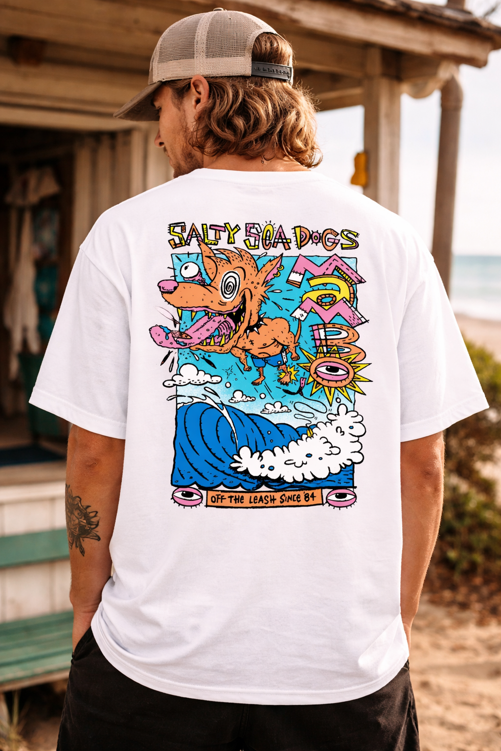 Salty Sea Dogs Oversized T-Shirt – Beach Streetwear Graphic Tee for Men
