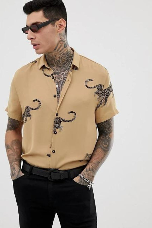 Heart & Dagger Printed Shirt With Leopard Print