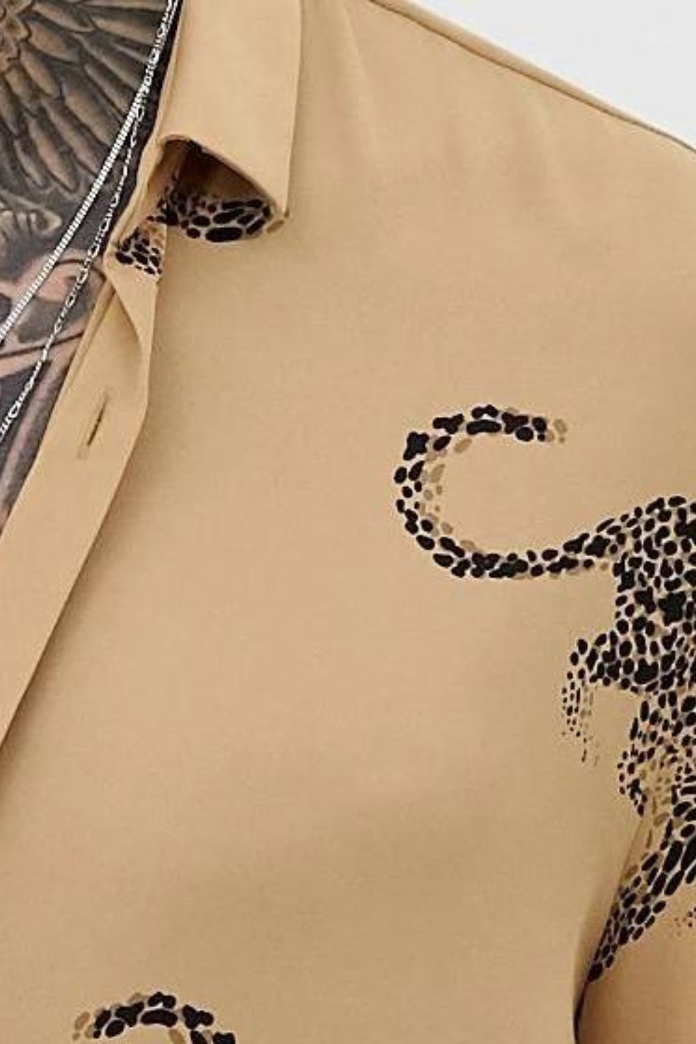 Mens Premium Cotton Leopard Print Shirt By Brand Black Jack