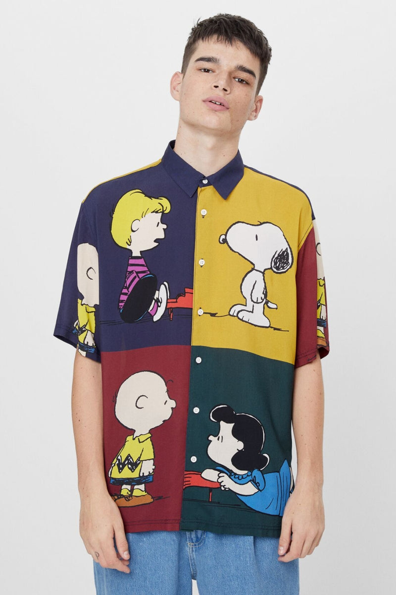Snoopy Print Half Sleeve Shirt By  Black Jack