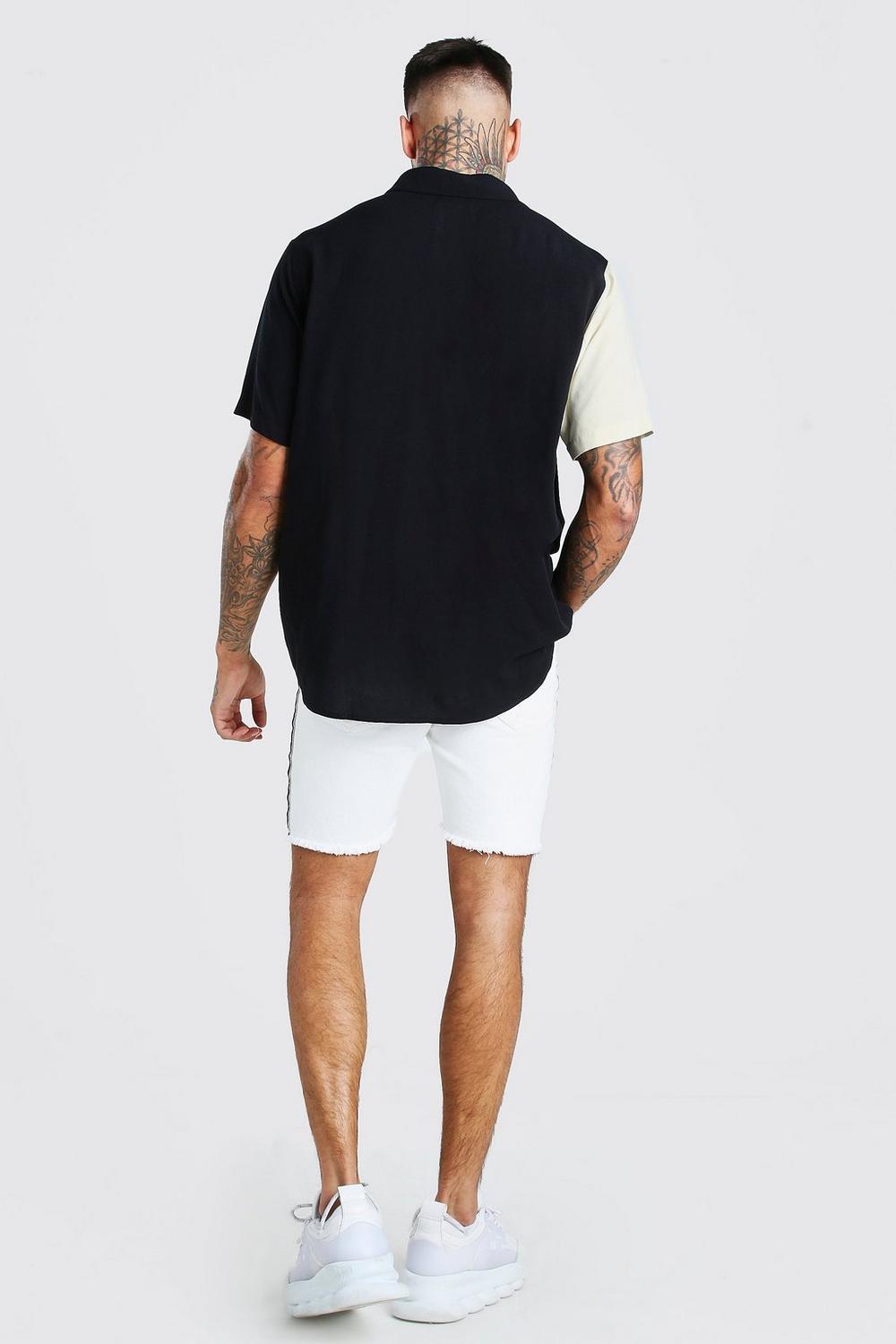 Mens Premium Cotton Short Sleeve Black and White Shirt by Brand Black Jack