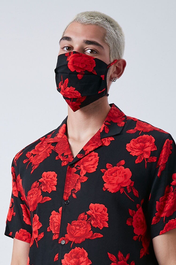 Rose Print Shirt & Face Mask Set