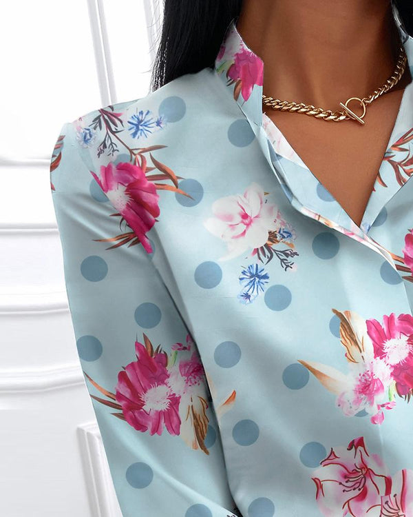 Floral Print Long Sleeve Casual Shirt