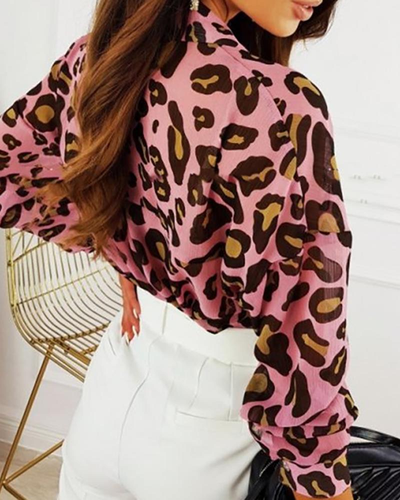 Cheetah Print Button Design Casual Shirt