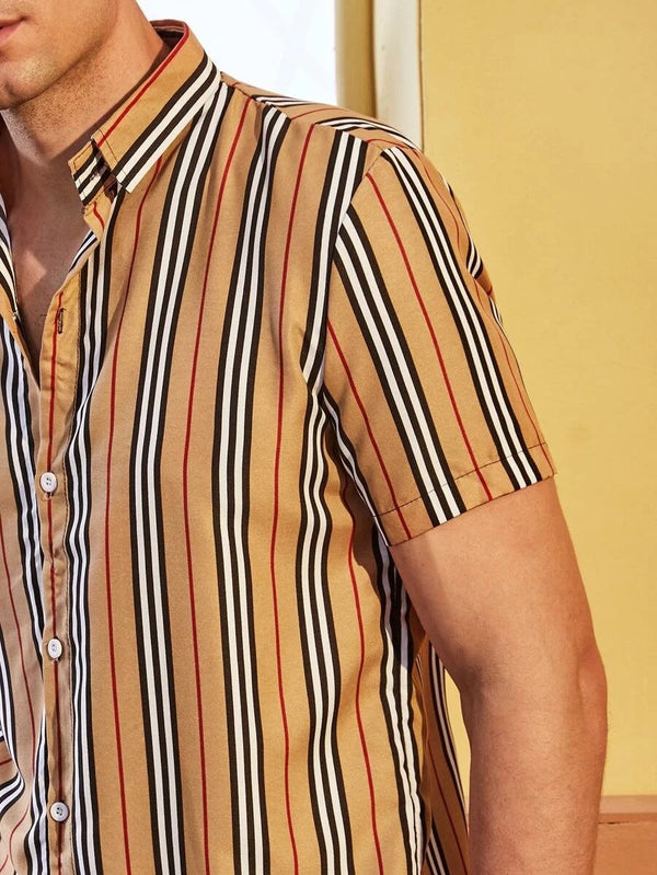 Men Striped Button Through Shirt