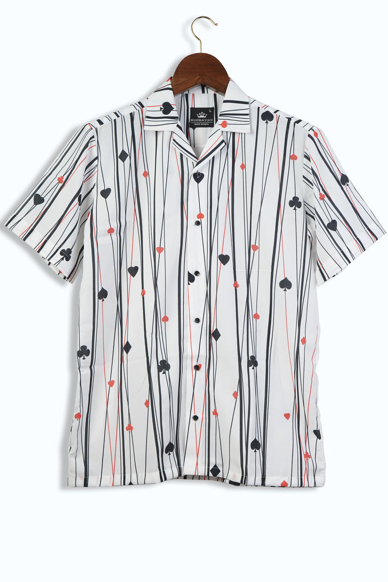 Cuban Abstract poker Print Striped Style Mens Printed Shirt by Black Jack
