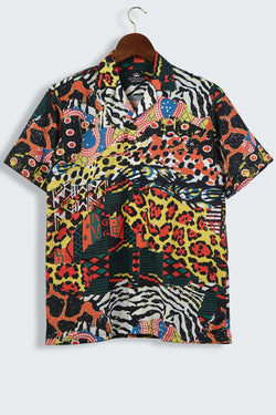 Traditional African Wild Animal Skins Pattern Mens Printed Shirt by Black Jack
