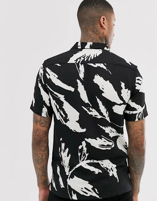 Regular-Revere-Fit-Abstract-Leaf-Print-Shirt