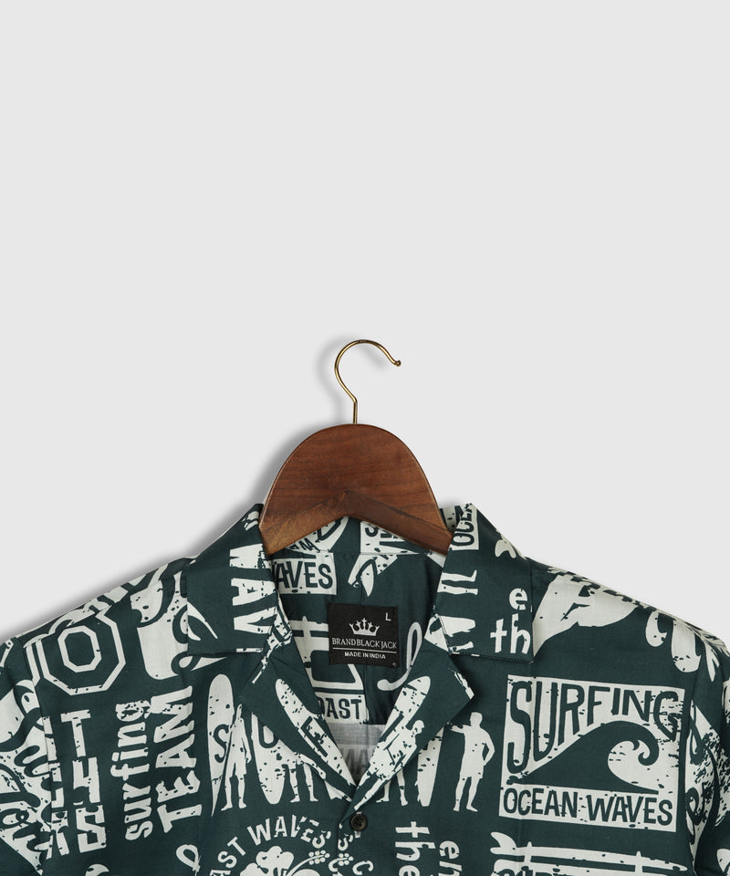 Pattern of West Coast California Wave Rider Surfing Pure Cotton Mens Shirt by Black Jack