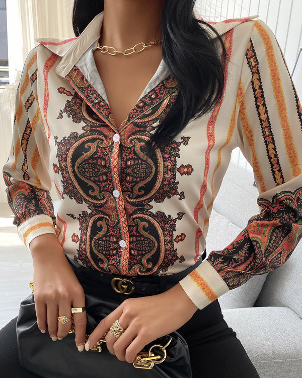 Scarf Print Buttoned Up Shirt