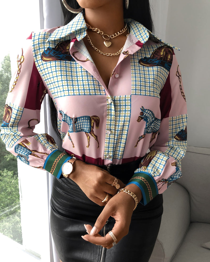 Scarf Print Buttoned Casual Shirt