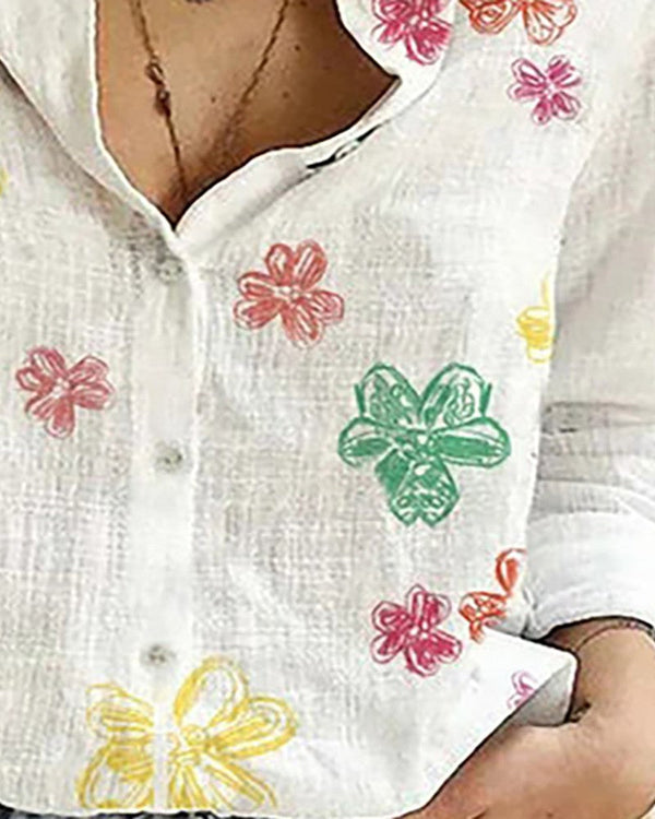 Pure Linen Women Shirt Floral Print Button Front by Brand Black Jack