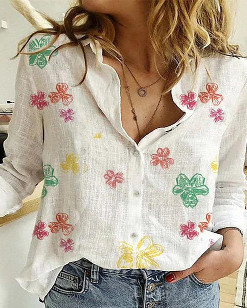 Floral Print Button Front Shirt