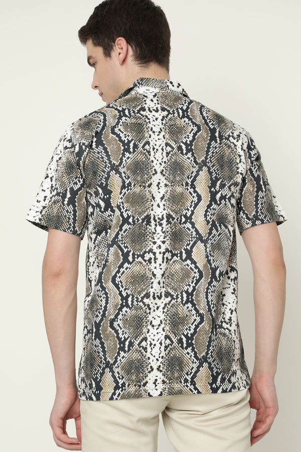 Cuban Style Snake Pattern Mens Printed Premium Cotton t-shirts by Black Jack