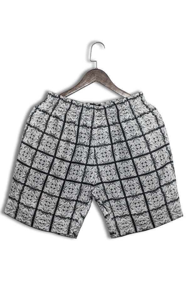Linen Creative Abstract Little Square Pattern For Mens Shorts By Brand Black Jack