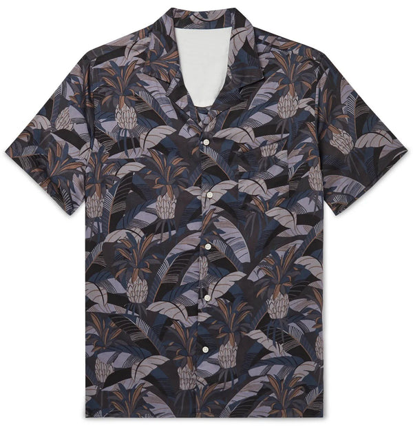 Black Dario Camp Collar Printed Shirt